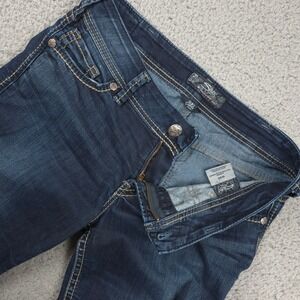 Silver Jeans Suki Capri Womens Denim Jeans W30 Dark‎ Wash Embellished Pockets